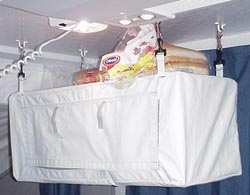 Hanging pantry in use